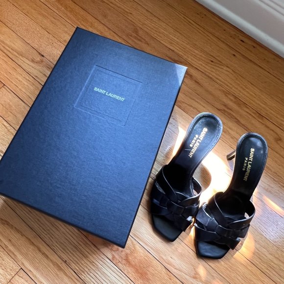 SAINT LAURENT Tribute woven leather mules SZ 36.5 - Picture 7 of 16